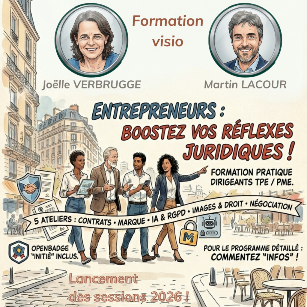 Illustration de l'article Lancement de la formation 2026 « Les bons réflexes juridiques pour mon entreprise »