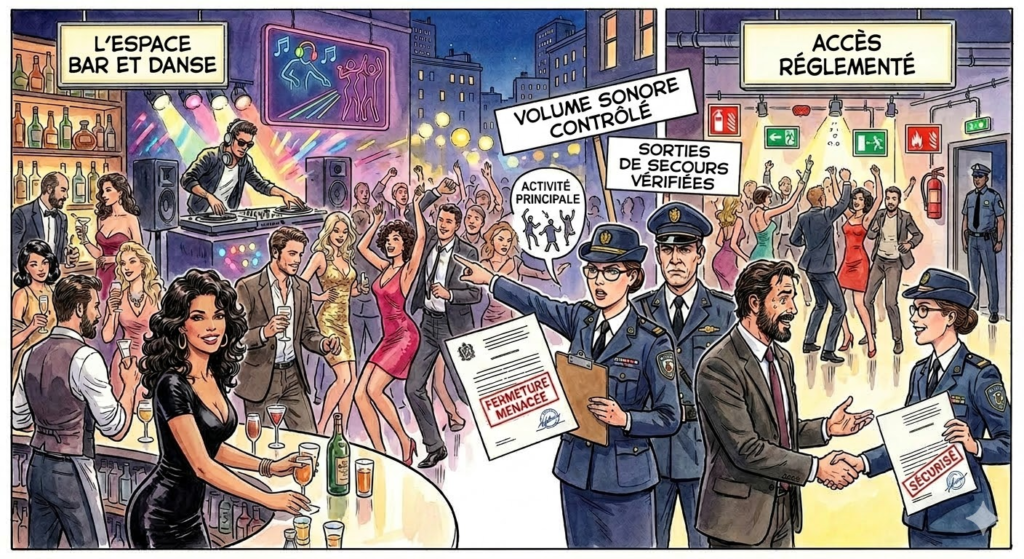 Illustration de l'article Bar qui devient “dansant” : comment éviter le crash juridique de votre ERP